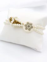 Sedef ve Altın Kristalli İnci Bileklik