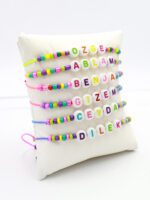 İsme Özel Ayarlanabilir Renkli Kordon İsim Harf Bileklik - Yassı Renkli Harfler - Görsel 2