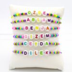 İsme Özel Ayarlanabilir Renkli Kordon İsim Harf Bileklik - Yassı Renkli Harfler