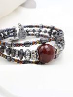 Kırmızı Akik - Hematit Kordon Saat Tipi Bileklik - Görsel 2