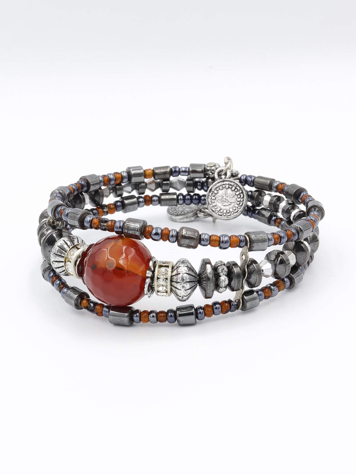 b1d037.jpg kırmızı akik - hematit kordon saat tipi bileklik - görsel 1