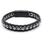 Hematit Taşlı Deri Erkek Bileklik