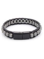 Hematit Taşlı Deri Erkek Bileklik - Görsel 2
