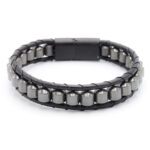 Hematit Taşlı Deri Erkek Bileklik