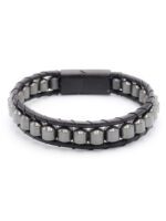 Hematit Taşlı Deri Erkek Bileklik
