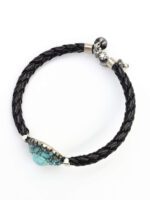 Turkuaz Taş Bezeme Deri Bileklik - Görsel 2