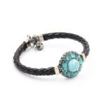 Turkuaz Taş Bezeme Deri Bileklik