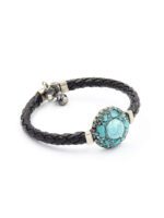 Turkuaz Taş Bezeme Deri Bileklik