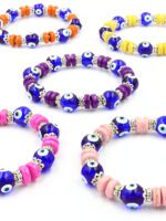 Cam ve Seramik Boncuklu Lastikli Nazar Bileklik (Renk Seçenekli)