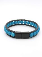 Mavi Lav Taşı Erkek Deri Bileklik - Görsel 2