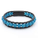 Mavi Lav Taşı Erkek Deri Bileklik