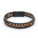 6mm Kaplan Gözü Erkek Deri Bileklik