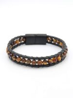 6mm Kaplan Gözü Erkek Deri Bileklik