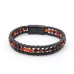 6mm Akik Erkek Deri Bileklik