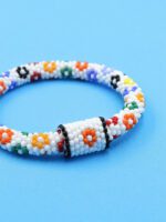 Hapishane İşi Çiçekli Beyaz Bileklik