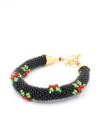 Hapishane İşi Kum Boncuk Çiçekli Siyah Bileklik (Model Seçenekli) - Görsel 4