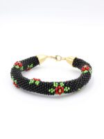 Hapishane İşi Kum Boncuk Çiçekli Siyah Bileklik (Model Seçenekli) - Görsel 3