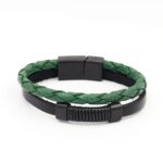 İkili Yeşil Burgulu Deri Bileklik