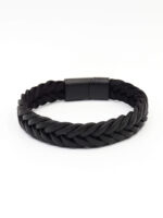 Siyah Burgu Deri Bileklik