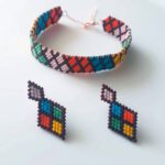 Renkli Baklava Desenli Miyuki Bileklik Ve Küpe