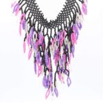 Pembe Mor Yapraklı Saçak Kolye