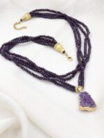 Ametist Doğal Taşlı Kristal Kolye - Görsel 2