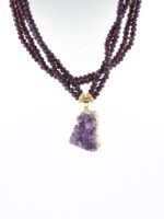 Ametist Doğal Taşlı Kristal Kolye