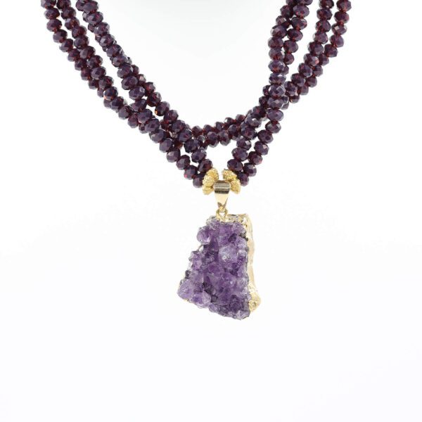 Ametist Doğal Taşlı Kristal Kolye