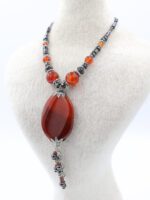 Kırmızı Akik - Hematit Doğal Taşlı Kolye - Görsel 2