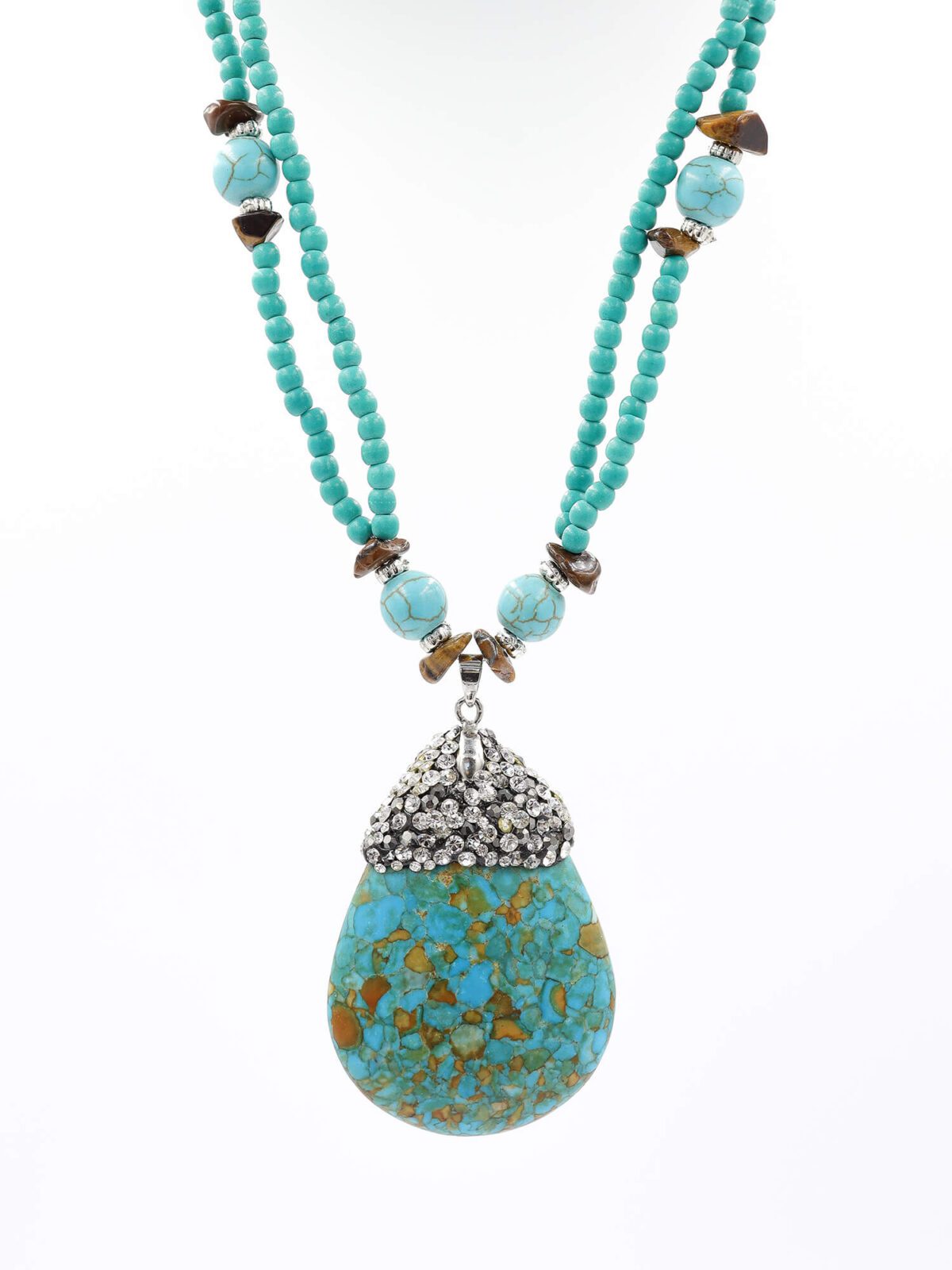 pırlantalı firuze doğal taş kolye - görsel 1