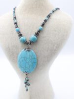 Turkuaz Taşlı Hematit Kolye - Görsel 2