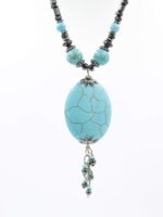 Turkuaz Taşlı Hematit Kolye