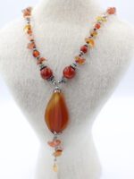 Kırmızı Akik Kırık Taşlı Kolye - Görsel 2