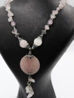 Pembe Kuvarz Kırık Taşlı Kolye - Görsel 2