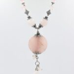 Pembe Kuvarz Kırık Taşlı Kolye