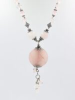 Pembe Kuvarz Kırık Taşlı Kolye