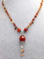 Faset Kesim Akik Salkım Kırık Taş Kordon Kolye - Görsel 2