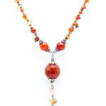 Faset Kesim Akik Salkım Kırık Taş Kordon Kolye