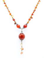 Faset Kesim Akik Salkım Kırık Taş Kordon Kolye