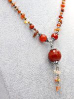 Faset Kesim Akik Salkım Kırık Taş Kordon Kolye - Görsel 3