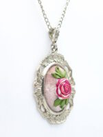 Pembe Güllü Kadife Kolye - Görsel 2