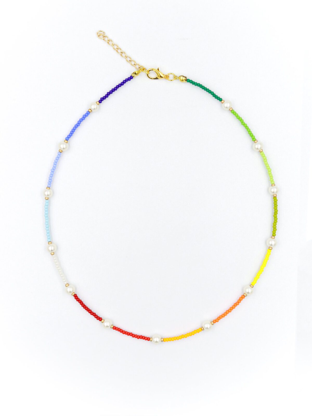 gökkuşağı kum boncuk i̇ncili choker kolye - görsel 1