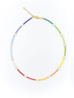 Gökkuşağı Kum Boncuk İncili Choker Kolye