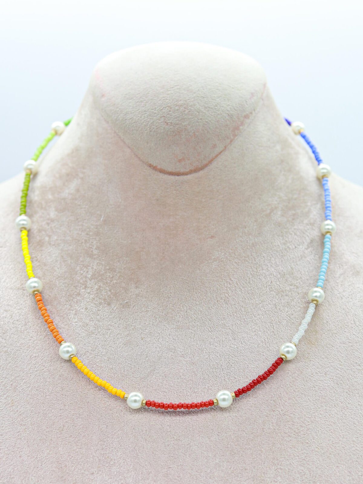 gökkuşağı kum boncuk i̇ncili choker kolye - görsel 2