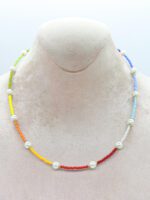 Gökkuşağı Kum Boncuk İncili Choker Kolye - Görsel 2