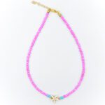 Pembe Kum Boncuk Yıldızlı Choker Kolye