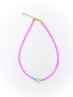 Pembe Kum Boncuk Yıldızlı Choker Kolye