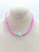 Pembe Kum Boncuk Yıldızlı Choker Kolye - Görsel 2