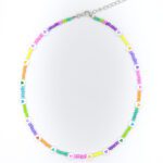 Kalp Figürlü Gökkuşağı Kum Boncuk Kolye