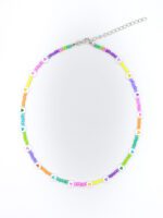 Kalp Figürlü Gökkuşağı Kum Boncuk Kolye